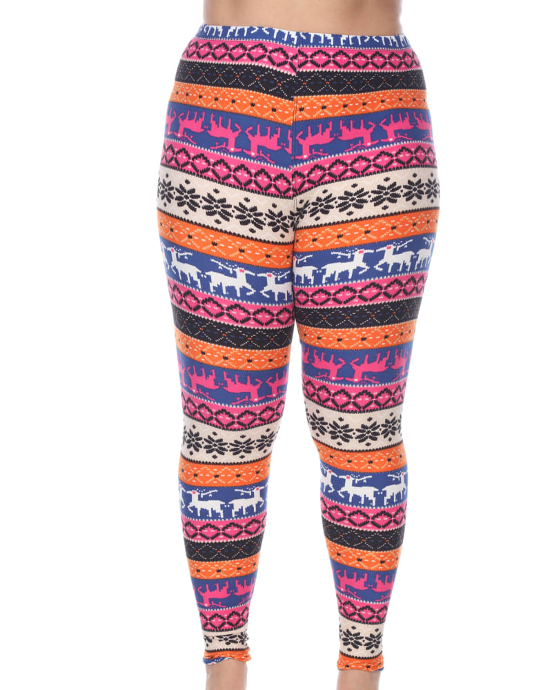 Front of a model wearing a size one-size-fits-all Printed Leggings in Orange Fuchsia by White Mark. | dia_product_style_image_id:249076